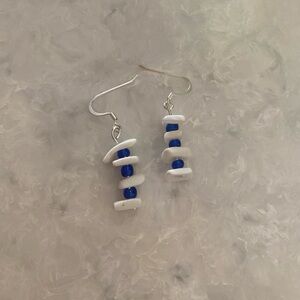 Blue and White Dangle Earrings